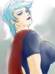  blue_eyes blue_hair female mole sentou_mecha_xabungle short_hair solo spring_rain tron_milan 