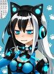  axent_wear black_hair blue_eyes cat_ear_headphones headphones kaida_michi multicolored_hair norah_bright original solo two-tone_hair white_hair 