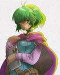  belt belt_pouch blue_eyes book cape fire_emblem fire_emblem:_rekka_no_ken green_hair hairband mage nino_(fire_emblem) pouch purple_hairband short_hair solo toniomi 