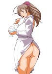  1girl apron ass breasts curvy ganto huge_ass large_breasts long_hair simple_background thick_thighs thighs wide_hips 