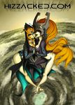  2girls breasts cyberunique dual_persona feet female full_body helmet imp looking_at_viewer medium_breasts midna midna_(true) monster_girl multiple_girls nintendo red_eyes spoilers the_legend_of_zelda the_legend_of_zelda:_twilight_princess tongue tongue_out twilight_princess watermark 