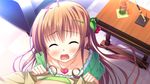  1girl blush brown_hair eyes_closed game_cg hair_ornament long_hair magical_marriage_lunatics!! moonstone open_mouth ornament tears yamakaze_ran yuuna_shirahase 