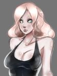  blonde_hair blue_eyes breasts cleavage large_breasts tank_top tanktop 