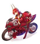  artist_request ass ass_cutout bent_over black_panties bodysuit boots breasts cleavage demon_girl ground_vehicle horns lowres medium_breasts motor_vehicle motorcycle panties pointy_ears purple_eyes red_hair satan_(the_seven_deadly_sins) solo the_seven_deadly_sins thigh_boots thighhighs trefoil underwear 