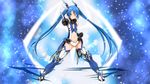  &gt;:) armor bangs black_gloves blue blue_background blue_eyes blue_hair blue_legwear boots cleavage_cutout clenched_hand faulds flat_chest gloves gorget gradient_hair greaves hair_between_eyes headgear henshin legs_apart leotard light_smile long_hair looking_at_viewer mecha_musume multicolored_hair navel navel_cutout ore_twintail_ni_narimasu outstretched_arm pointing pointing_at_viewer pose revealing_clothes smile solo standing tailblue thighhighs transformation twintails v-shaped_eyebrows vambraces very_long_hair white_legwear yuto_(dialique) 