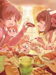  :d ^_^ abe_nana animal_ears basket blurry bracelet bread brown_hair cat_ears closed_eyes curtains dango depth_of_field doughnut eating fang feeding food futaba_anzu hair_ornament hair_ribbon ice_cream ice_cream_float idolmaster idolmaster_cinderella_girls jewelry maekawa_miku melon_soda mitarashi_dango moroboshi_kirari multiple_girls open_mouth out_of_frame plate pov pov_hands pudding ribbon sandwich scrunchie shiina_noriko shirt skewer smile t-shirt table usoneko wagashi window 