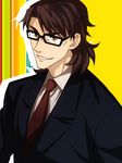  bad_id bad_pixiv_id brown_eyes brown_hair dairii fate/stay_night fate/tiger_colosseum fate_(series) formal glasses kotomine_kirei male_focus necktie solo suit 