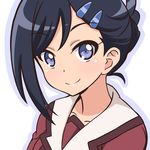  black_hair blue_eyes folded_ponytail highres inou-battle_wa_nichijou-kei_no_naka_de kudou_mirei school_uniform suemizu_yuzuki 