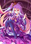  crown embellished_costume frilled_skirt frilled_sleeves frills long_hair no_game_no_life one_side_up orange_eyes shiro_(no_game_no_life) skirt thighhighs too_many too_many_frills very_long_hair villyane 