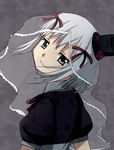  grey_eyes grey_hair hat kanna_asumi lieass mahou_shoujo_madoka_magica ribbon shaft_look solo veil 