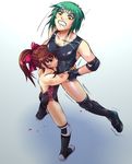  2girls bearhug breasts full_body medium_breasts multiple_girls ryona thunder_ryuko wrestle_angels wrestle_angels_survivor wrestler wrestling zero_kotobuki 