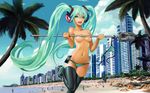  beach bikini bikini_top_removed blue_eyes blue_hair cellphone day deviantart_sample hatsune_miku image_sample iphone long_hair microphone naughty_face navel_piercing open_mouth palm_tree phone piercing sandals smartphone solo swimsuit thighhighs topless tree twintails very_long_hair vocaloid warf 