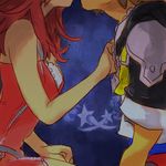  1boy 1girl bare_shoulders brown_hair couple jewelry kairi kingdom_hearts kiss nasenlotl necklace obscured_face sora_(kingdom_hearts) 