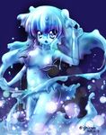  2014 bad_id bad_pixiv_id blue blue_background blue_eyes blue_skin breasts cowboy_shot dated goo_girl ignixnet large_breasts long_hair monster_girl nude original pussy signature solo transparent 