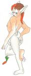  anthro crossgender female foxx fur hair lagomorph mammal nude rabbit simple_background solo standing surprise transformation tuft white_background white_fur 