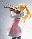  2014 blonde_hair bow_(instrument) chemise closed_eyes instrument jane_mere long_hair miyazono_kawori pantyhose ponytail shigatsu_wa_kimi_no_uso solo violin 