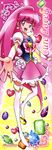  absurdres aino_megumi character_name cure_lovely earrings full_body happinesscharge_precure! highres jewelry long_hair magical_girl official_art pink_eyes pink_hair ponytail precure satou_masayuki skirt smile solo thighhighs very_long_hair wide_ponytail 