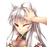  animal_ears ara_han ara_han_(celestial_fox) elsword eun_(elsword) fi-san little_specter_(elsword) long_hair one_eye_closed petting red_eyes white_hair 