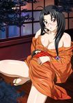  1girl black_hair breasts cleavage ikkitousen kaku_bunwa large_breasts long_hair official_art solo 