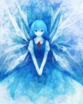  bad_id bad_pixiv_id blue blue_dress blue_eyes blue_hair blush cirno crystal dress expressionless ice ice_wings looking_at_viewer own_hands_together shionty solo standing touhou v_arms wings 