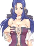  bare_shoulders blue_eyes blue_hair bow bracelet breasts cleavage corset detached_sleeves dragon_quest dragon_quest_ix earrings fumio_(rsqkr) hair_bow jewelry large_breasts long_hair ruida sketch solo 