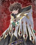  brown_hair cape code_geass green_eyes kururugi_suzaku male_focus solo touya_(roukaku) 