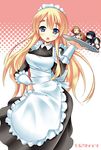  akiyama_mio alternate_costume blonde_hair blue_eyes chibi enmaided hand_on_hip hirasawa_yui k-on! kotobuki_tsumugi long_hair maid minigirl multiple_girls nakano_azusa nana_(artist) on_plate plate tainaka_ritsu 