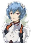  absurdres ayanami_rei blue_hair bodysuit highres neon_genesis_evangelion plugsuit red_eyes short_hair solo white_bodysuit yasuda_akira 