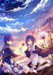  1girl bad_id bad_pixiv_id book brother_and_sister crown dhiea dhiea_seville flower mo_seville original pause pinwheel purple_hair siblings yellow_eyes 