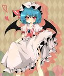  ayuki bad_id bad_pixiv_id bat_wings blue_hair dress dress_lift hat heart red_eyes remilia_scarlet short_hair solo touhou wings yukibina 