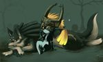  blue_eyes chain full_body glitchedpuppet grave helmet imp link link_(wolf) midna no_humans poe pointy_ears red_eyes the_legend_of_zelda the_legend_of_zelda:_twilight_princess wolf 