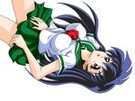 black_hair higurashi_kagome inuyasha legs long_hair school_uniform skirt smile solo 