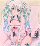  :d bad_id bad_pixiv_id blue_hair breasts cleavage cowboy_shot elbow_gloves gloves goodsmile_company goodsmile_racing green_eyes green_hair hatsune_miku headphones large_breasts leotard long_hair looking_at_viewer marker_(medium) millipen_(medium) open_mouth pastel_(medium) race_queen racing_miku racing_miku_(2014) ren_(endscape20) sitting smile solo thighhighs traditional_media twintails vocaloid 