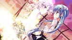  2girls blue_hair fence game_cg hair_ornament long_hair luluna magical_marriage_lunatics!! moonstone multiple_girls open_mouth ornament purple_eyes purple_hair twintails yamakaze_ran 