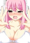  ahegao bikini blush breasts cleavage double_w drooling headphones large_breasts long_hair looking_at_viewer masiromu nitroplus open_mouth pink_eyes pink_hair smile solo super_sonico sweat swimsuit tears w 