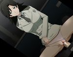  1boy 1girl black_hair blush censored character_request circle_anco clitoris clothed_sex cowgirl_position cum cum_in_pussy fujibayashi_kyouko girl_on_top hetero mahouka_koukou_no_rettousei necktie panties panties_aside sex smile solo_focus spread_legs straddling underwear uniform vaginal 