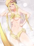  amami_amayu blonde_hair blush breasts guilty_gear guilty_gear_xrd hair_bikini hair_over_breasts hair_over_crotch hand_on_hip hat large_breasts long_hair millia_rage stomach sweatdrop very_long_hair 