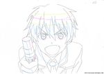  :d andou_jurai inou-battle_wa_nichijou-kei_no_naka_de key_frame looking_at_viewer male_focus marker messy_hair mouth necktie official_art open_mouth partially_colored production_art production_note school_uniform smile solo trigger_(company) white_background 