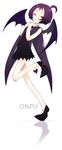  bat_wings blush highres ojamajo_doremi open_mouth ppongtta_bd purple_eyes segawa_onpu short_hair solo wings 