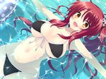  akabanzu bare_shoulders bikini black_bikini breasts brown_eyes cameltoe flower front-tie_top game_cg hair_flower hair_ornament large_breasts long_hair looking_at_viewer lying navel on_back one_side_up outstretched_arms partially_submerged red_hair rurino_sakazuki side-tie_bikini smile solo string_bikini swimsuit tsujiuchi_yuki water 