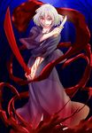  bad_id bad_twitter_id blood_sword bloody_stream japanese_clothes knife male_focus night night_sky open_mouth red_eyes sky smile smirk solo toono_shiki_(2) tsukihime urako weapon white_hair 