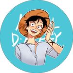  1boy alabasta character_name hat jeremy_(artist) male male_focus monkey_d_luffy one_piece open_mouth shirt smile solo straw_hat transparent_background white_shirt x_(symbol) 