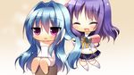  2girls blue_hair eyes_closed game_cg long_hair luluna magical_marriage_lunatics!! moonstone multiple_girls open_mouth purple_eyes purple_hair yamakaze_ran 