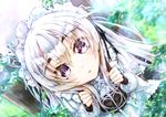  butterfly_hair_ornament chaika_trabant hair_ornament hairband hitsugi_no_chaika lolita_hairband long_hair looking_at_viewer purple_eyes raidenvt silver_hair solo 