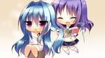  2girls blue_hair eyes_closed game_cg long_hair luluna magical_marriage_lunatics!! moonstone multiple_girls open_mouth purple_eyes purple_hair yamakaze_ran 