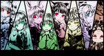  :3 animal_ears blue_eyes braid bunny_ears cat_ears detached_sleeves expressionless green_eyes hair_ornament hat horns izayoi_sakuya kaenbyou_rin kijin_seija kochiya_sanae konpaku_youmu long_hair maid_headdress mononobe_no_futo multiple_girls pocket_watch red_eyes reisen_udongein_inaba shironeko_yuuki short_hair smile snake_hair_ornament stage_connection tate_eboshi toramaru_shou touhou twin_braids upside-down watch yellow_eyes 