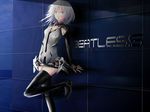  beatless breasts cleavage grey_eyes grey_hair highres leicia neekochanii small_breasts solo text_focus thighhighs 