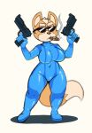  2018 acstlu anthro big_breasts black_nose bodysuit breasts canine cigar clothed clothing crossgender dual_wielding eyewear female fox fox_mccloud holding_object holding_weapon low_res mammal metroid nintendo ranged_weapon skinsuit smoking solo star_fox sunglasses tight_clothing video_games weapon zero_suit zero_suit_fox 