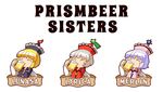  alcohol bad_id bad_pixiv_id beer blonde_hair blue_hair brown_hair character_name chibi closed_eyes hat lunasa_prismriver lyrica_prismriver merlin_prismriver multiple_girls pozesuke pun short_hair simple_background star touhou white_background 