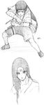  1boy facial_mark hyuuga_neji long_hair male male_focus monochrome naruto sketch solo terragin 